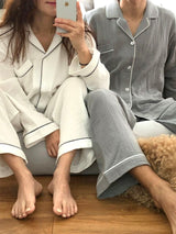 Matching cotton pajamas for couple