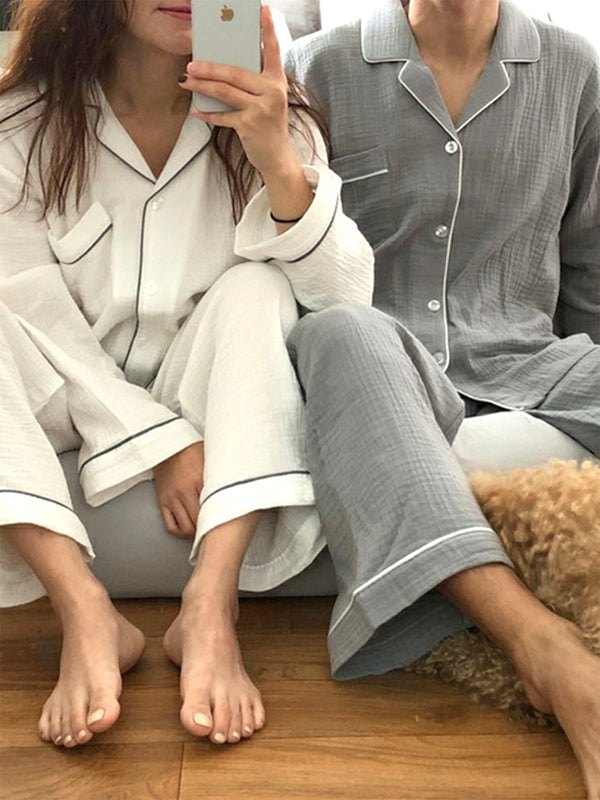Matching cotton pajamas for couple